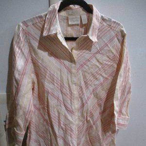 CHICO'S no iron striped blouse shirt s m 1